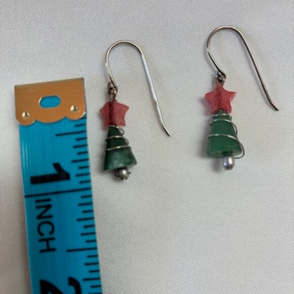 Earrings - dangling glass Christmas trees. - Picture 5 of 5